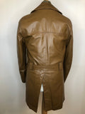 vintage  Urban Village Vintage  urban village  S  pockets  mens  long sleeve  Leather Jacket  Leather  front pockets  chest pockets  Brown  Belted waist  belted jacket  belted  belt  70s  1970s