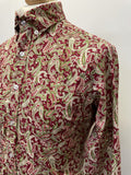 vintage  Urban Village Vintage  urban village  summer  Shirt  S  retro  patterned  Paisley Print  paisley  MOD  Mens Shirts  mens  long sleeve  collar  button down  button  burgundy