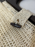 womens bag  womens  vintage  Urban Village Vintage  shopper bag  One Size  logo  hand bag  crochet knit  cream  bag  accessories  70s style  70  1970s