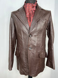 Vintage 1970s Leather Jacket in Dark Brown - Size UK S