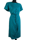 womens  Vintage Clothing Birmingham  vintage  velvet belt  UK  Turquoise  style  short sleeved  short sleeve dress  short sleeve  ruched detail  ruched  retro  party season  party dress  party  ladies  Green  fitted  fashion  evening dress  evening  dress  cocktail  clothing  clothes  back zip  60s  1960s  14