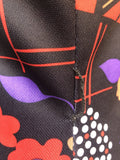 womens  vintage  Urban Village Vintage  tie neck  pockets  patterned  multi  MOD  Grace Brown London  floral  dress  black  60s  1960s  10