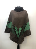 Vintage Roll Neck Poncho in Brown and Green - Size S