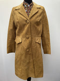 Yellow  womens coat  womens  vintage  Urban Village Vintage  urban village  Suede Jacket  Suede  mustard  midi  long sleeve  leather trim  Leather Coat  Leather  lapels  coat  brown  60s  1960s  12  10/12  10
