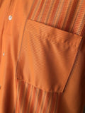 vintage  Urban Village Vintage  urban village  stripes  short sleeved  short sleeve  Shirt  orange  Meritus  mens  L  dagger collar  collar  chest pockets  checked  check  button  70s  1970s