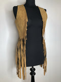 womens  waistcoat  vintage  Urban Village Vintage  urban village  Suede Jacket  suede fringing  Suede  sleevless  short  retro  Jacket  fringing  fringed  fringe  festival  cropped  brown  70s  1970s  10