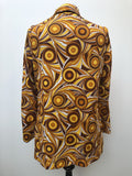 zip front  womens  vintage  Urban Village Vintage  sleeveless  round neck  orange  multi  MOD  mini dress  long sleeved  high collar  floral print  dress  brown  60s  1960s  16
