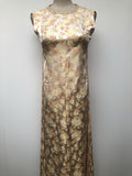 womens  vintage  Urban Village Vintage  stitch detail  sleevless  midi dress  maxi dress  floral  embroidered dress  dress  beige  back zip  60s  1960s  10