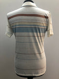 Vintage 80s Fred Perry Striped Polo Top in White - Size UK 14