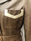 womens  vintage  Leather Jacket  Leather detailing  Leather Coat  Leather  coat  blue  60s  1960s  10