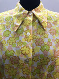Yellow  womens shirt  womens  vintage  Urban Village Vintage  urban village  Shirt  pink  long sleeve  floral shirt  floral print  floral dress  collar  button  brown  blouse  60s  1960s  12