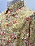 Yellow  xl  vintage  Urban Village Vintage  urban village  urban  retro  press stud fastening  patterned  patterened  mens  hippy  hippie  floral shirt  floral  decorative buttons  Cotton  collar  bright  70s  70  1970s