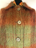 wool  womens  vintage  Urban Village Vintage  urban village  orange  mohair  m  long cape  Green  collar  checkered  checked  check  Cape Coat  cape  Andrew Stewart  60s  1960s