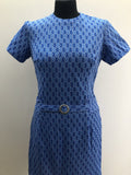 zip back  zip  womens  waist detail  vintage  Urban Village Vintage  urban village  summer  retro  print dress  pockets  patterned dress  MOD  dress  blue  back zip  60s  1960s  10