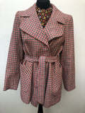 Vintage 1970s Peter Robinson Dogtooth Coat - Red and Black - Size UK 12