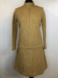 1960s Wool High Neck Zip Front Dress - Size UK 12