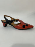 mod shoes  womens  vintage  Urban Village Vintage  urban village  slingback  shoes  retro  red black  Red  pointed toe  modette  MOD  Leather  kitten heel  dolly  chequerboard  60s  1960s