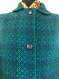 womens  Welsh Woollens  welsh wool  welsh  vintage  Urban Village Vintage  turqoise  tapestry  MOD  m  green  cape  blue  60s  1960s
