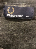 XXL  vintage  urban village  top  short sleeved  short sleeve  retro  polo top  polo  MOD  mens  knit  grey  Fred Perry  fred  collared  collar  button  black