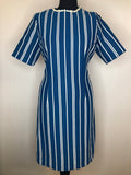 1960s Striped Mod Dress in Blue - Size UK 12