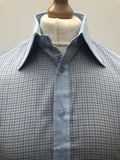 vintage  Urban Village Vintage  urban village  mens  long sleeve  L  dagger collar  collar  chest pockets  check  button fastening  blue  big collar  Amorial  70s  1970s