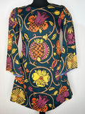 Vintage 1960s Psychedelic Floral Print Bell Sleeve Mini Dress - Size UK 10