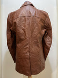 vintage  Urban Village Vintage  urban village  soft leather  safari style  safari  pockets  mens  long sleeve  Leather Jacket  Leather Coat  Leather  L  Jacket  collar  chest pockets  button down  brown leather  brown  70s  1970s