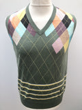 workwear  vest  Tank Top  Size Medium  Pringle  NOS  New old stock  multi  mens  M  Logo design  Green  embroidered logo  Cotton  Brooks Brothers  Argyle pattern Urban Village Vintage