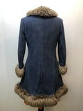 Womens Vintage 1960s / 1970s Sheepskin Coat by Skin Things - Blue - Size 10 - Urban Village Vintage