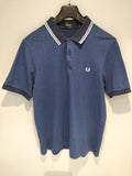 Fred Perry Square Dot Polo Top in Blue - Size XL Slim Fit