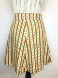 1960s Chevron Stripe Floral Mini Skirt - Size UK 8