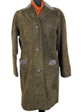 Vintage 1960s Mod Suede Coat with Leather Collar in Brown - Size UK 12