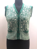 womens  waistcoat  vintage  vest  Urban Village Vintage  urban village  sleeveless  ribbed design  Ribbed  light knitwear  knitwear  knitted  knit  jaeger  Green  button up  button front  button  10