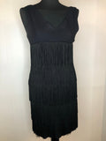 womens  vintage  Urban Village Vintage  MOD  mini dress  gatsby  fringing  flapper girl  flapper dress  flapper  dress  black  back zip  8  60s  1960s  1920s