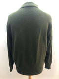 zip  vintage  Urban Village Vintage  urban village  Suede detail  Suede  mens  M  long sleeve  knitwear  knitted  knit  Jacket  Green  elasticated  collar  70s style  70s  1970s
