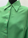 womens shirt  womens  vintage  Urban Village Vintage  urban village  shirt dress  Shirt  retro  MOD  Green  disco  dagger collar  crop shirt  button down  button  big collar  70s  70  60s  1970s  1960s  16