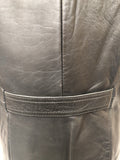Womens Vintage 1970s Black Leather Jacket Suede Centre Swear & Wells Size 12 long length 70s circular pockets collared design button front - Urban Village Vintage