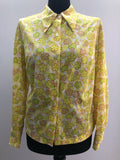 Yellow  womens shirt  womens  vintage  Urban Village Vintage  urban village  Shirt  pink  long sleeve  floral shirt  floral print  floral dress  collar  button  brown  blouse  60s  1960s  12