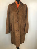 1960s Suede Long Coat by Nonpareil - Size UK 16