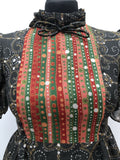womens  Urban Village Vintage  puff sleeves  print dress  high neck  Emma Somerset  dress  blow  black  8
