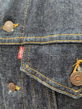vintage  Urban Village Vintage  urban village  stitch detailing  stitch detail  S  pockets  Navy Jacket  Navy  mens  levis strauss  levis  levi strauss  levi  front pockets  denim style  Denim jacket  denim  collared  collar  chest pockets  brown stitch  70s  1970s