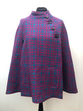 womens  Welsh Woollens  welsh wool  welsh  vintage  Turquoise  turqoise  tapestry  S  pink  multi  MOD  cape  60s  1960s