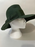 1970s Wide Brimmed Floppy Boho Hat in Green - Size Small