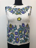 1960s Sleeveless Floral Print Blouse by Out and About - Size 14