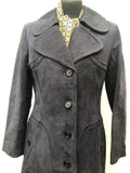womens  winter coat  vintage  Urban Village Vintage  urban village  Suede Jacket  Suede detail  suede and leathercraft limited  Suede  long sleeve  Jacket  collar  coat  button down  button  blue  60s  1960s  10