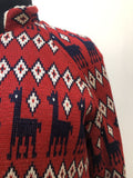 womens  vintage  Urban Village Vintage  Red  patterned  pattern  long sleeve  knitwear  knitted  knit  cardigan  blue  Alpaca  70s  1970s  12