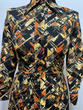womens  vintage  Urban Village Vintage  urban village  patterned dress  patterned  pattern  long sleeves  long sleeved  long sleeve  dress  dagger collar  collared dress  collared  collar dress  collar  button up  button front  button  big collar  Belted waist  belted  belt detail  belt  autumnal  autumn  8  60s  1960s