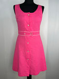 Vintage 1960s Sleeveless Mini Mod Dress in Pink - Size UK 10