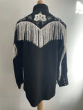 xl  white embroidery  western wear  western shirt  western  vintage  Urban Village Vintage  urban village  Ranchwear  press stud fastening  press stud  pearl snap fastening  pearl snap  pearl button  mens  hearc  floral trim  floral embroidery  floral  embroidery detail  embroidery  embroidered pattern  Embroidered  collared  collar  California Ranchwear  black  big collar  70s  1970s
