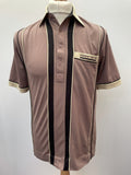 vintage  Urban Village Vintage  urban village  Three Button  summer  Stripes  polo top  polo shirt  polo  pockets  mens  maroon  Gabicci  collared  collar  chest pockets  button  brown  70s  3 button  1970s